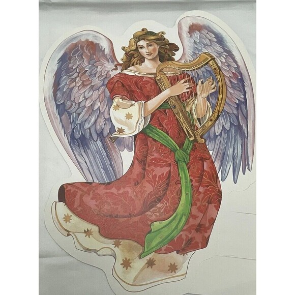 Vintage 2 Paper Magic Group Christmas Angel Playing Ark Die Cut Decoration 12” - Picture 11 of 14